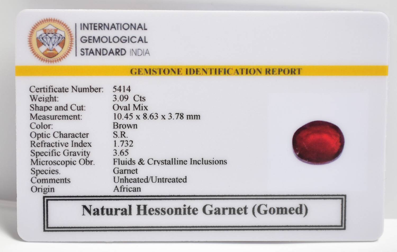 GMD7465 2 1 HESSONITE GOMED 3.09 Ct.