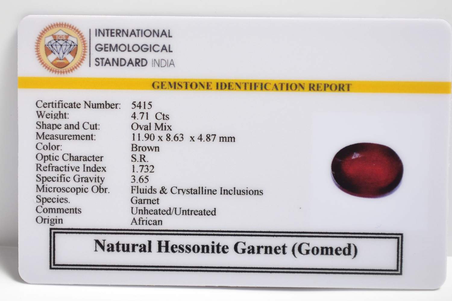 GMD7466 2 1 HESSONITE GOMED 4.71 Ct.