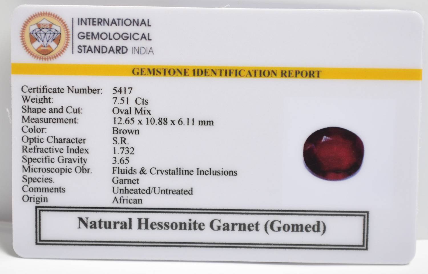 GMD7468 2 1 HESSONITE GOMED 7.51 Ct.