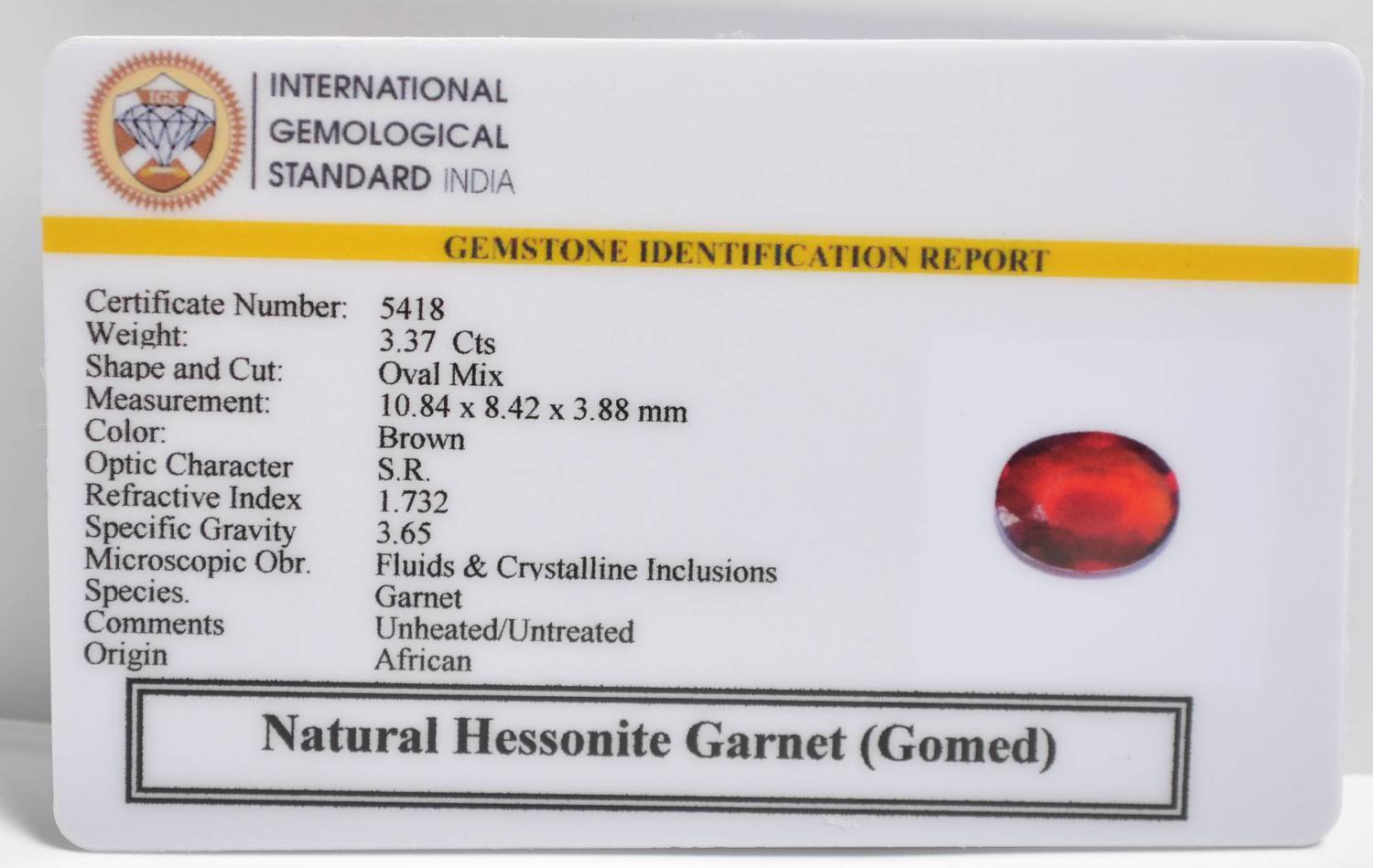 GMD7469 2 1 HESSONITE GOMED 3.37 Ct.