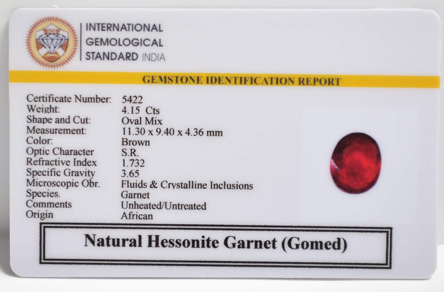 GMD7473 2 1 HESSONITE GOMED 4.15 Ct.