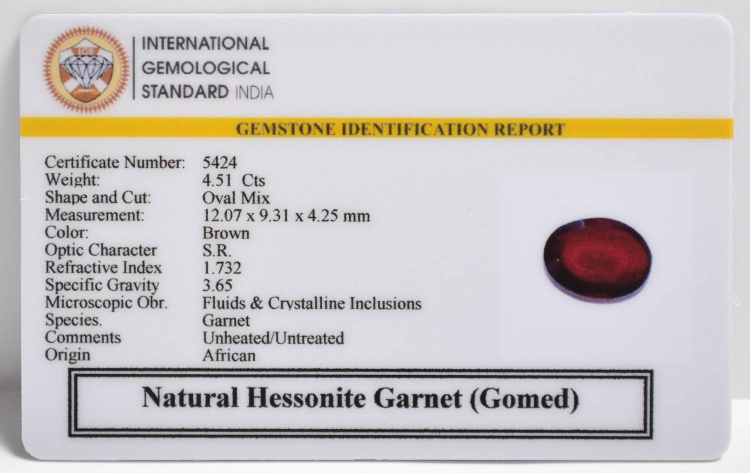 GMD7475 2 1 HESSONITE GOMED 4.51 Ct.