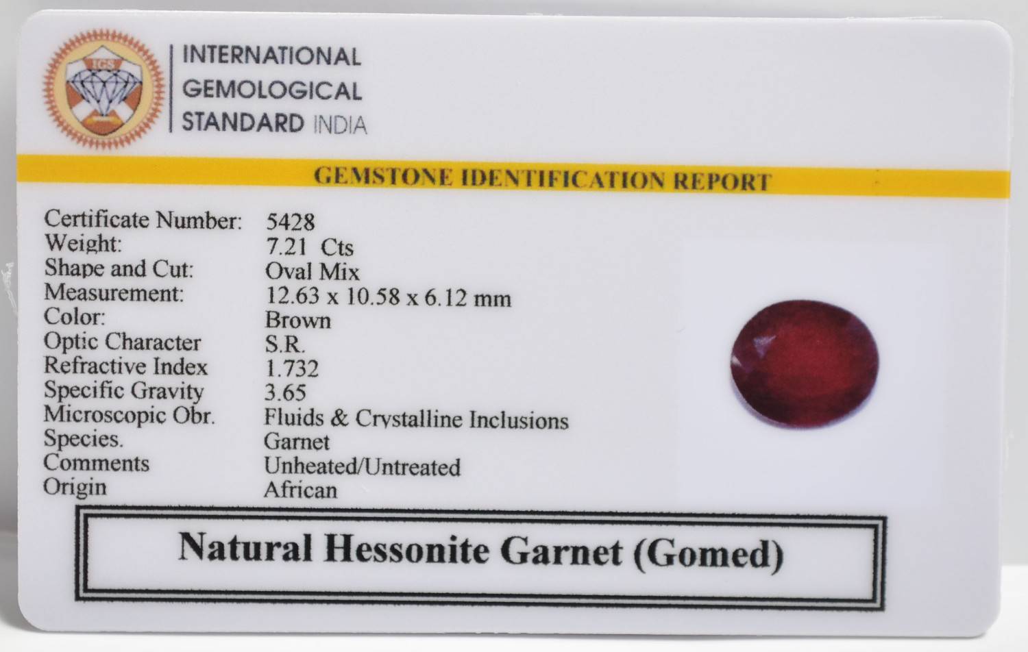 GMD7478 2 1 HESSONITE GOMED 7.21 Ct.