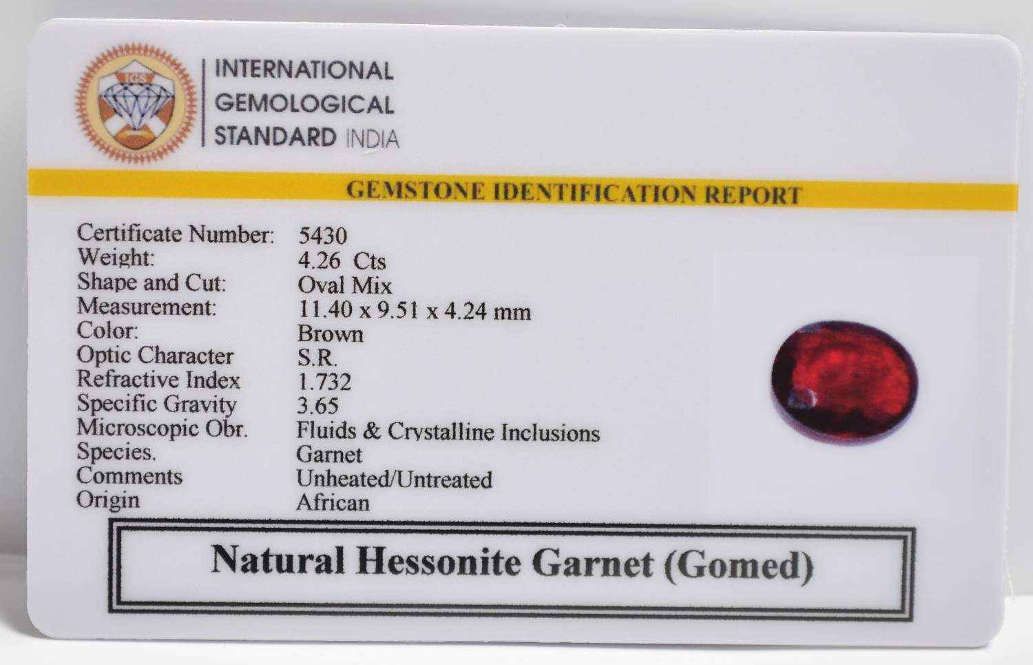 GMD7480 2 1 HESSONITE GOMED 4.26 Ct.