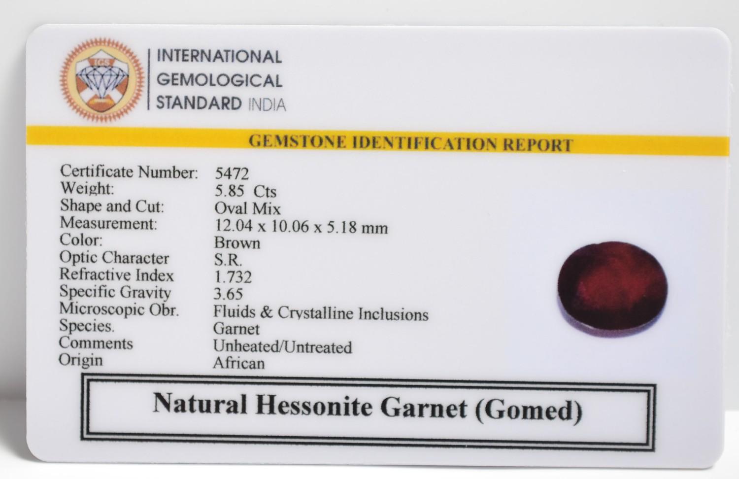 GMD7490 2 1 HESSONITE GOMED 5.85 Ct.