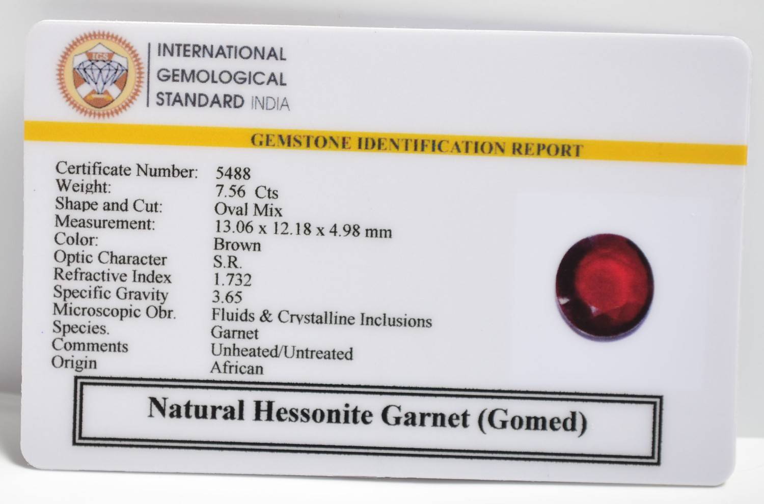 GMD7506 2 1 HESSONITE GOMED 7.56 Ct.