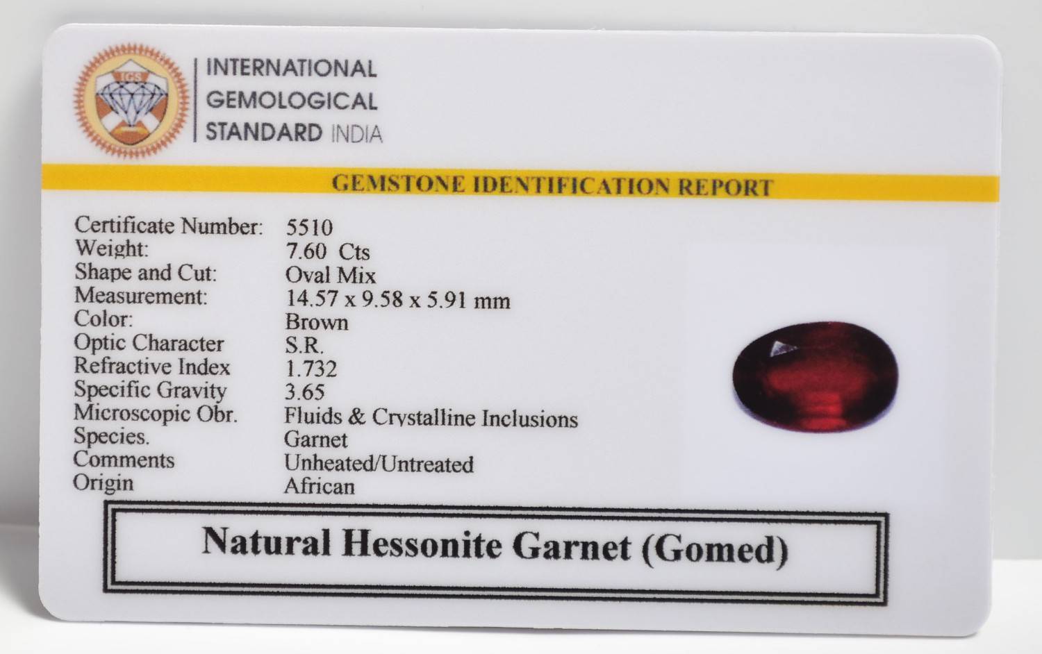 GMD7528 2 1 HESSONITE GOMED 7.6 Ct.