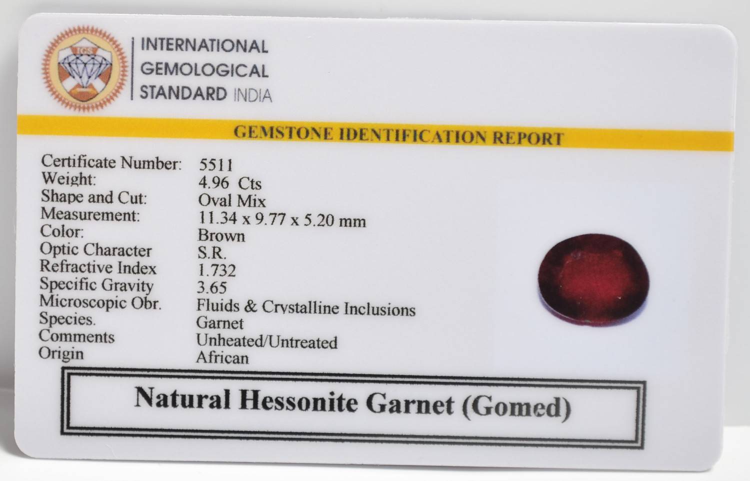 GMD7529 2 1 HESSONITE GOMED 4.96 Ct.