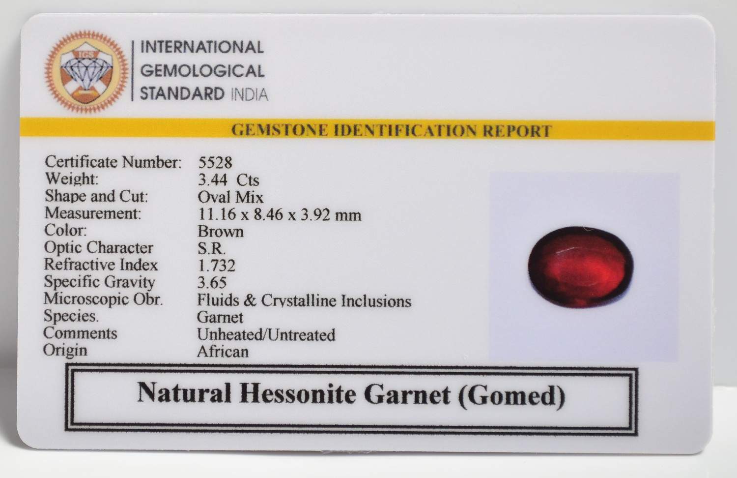 HESSONITE GOMED 3.44 Ct. 3 GMD7546 2 1 HESSONITE GOMED 3.44 Ct.