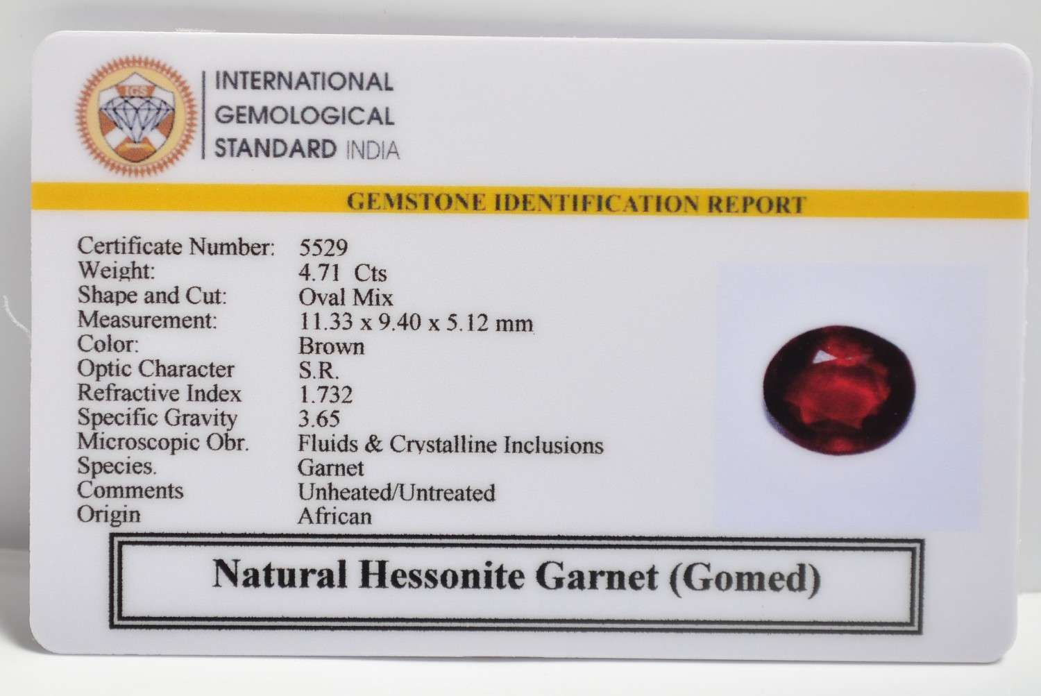 GMD7547 2 1 HESSONITE GOMED 4.71 Ct.