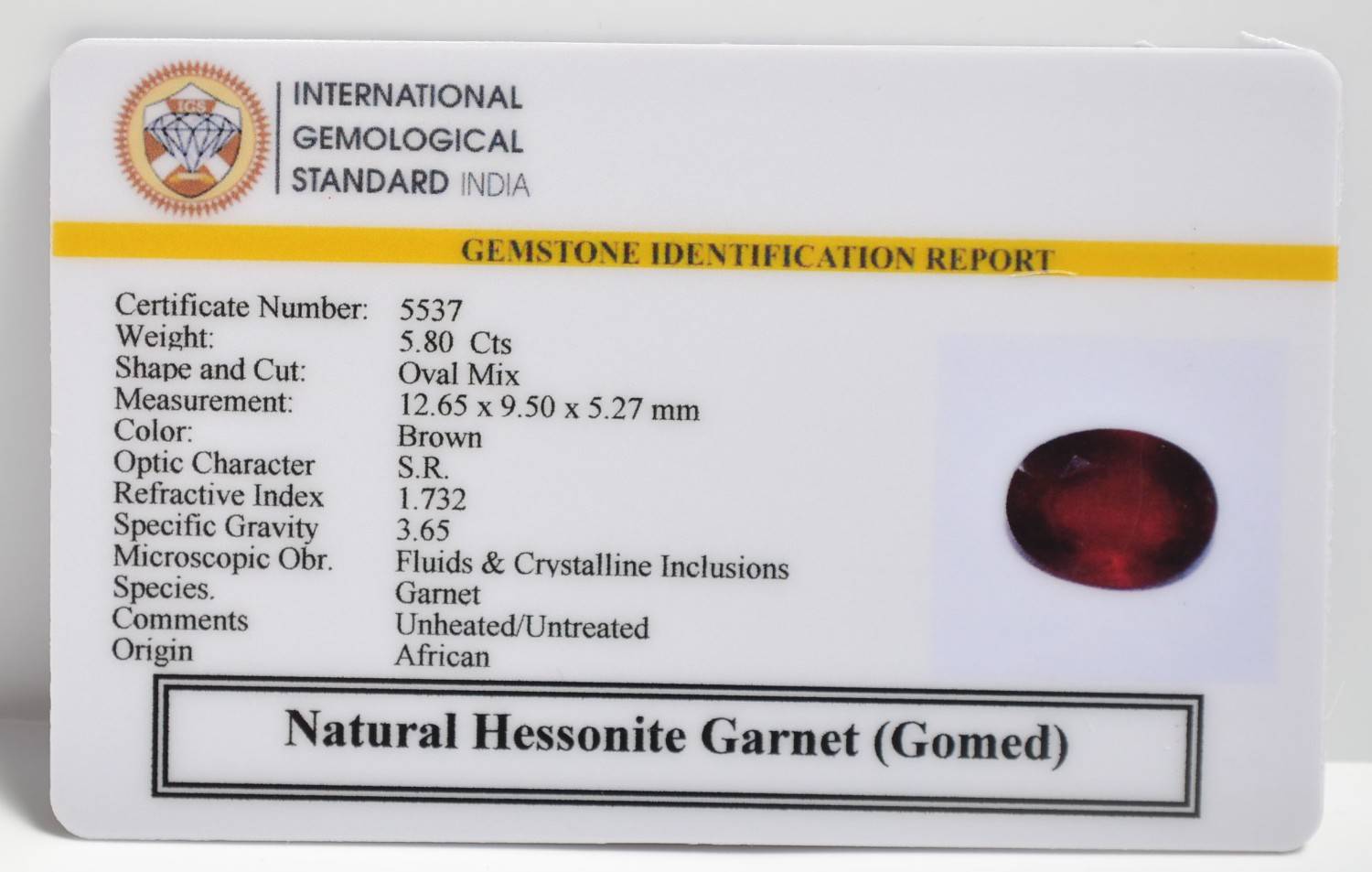 GMD7555 2 1 HESSONITE GOMED 5.8 Ct.