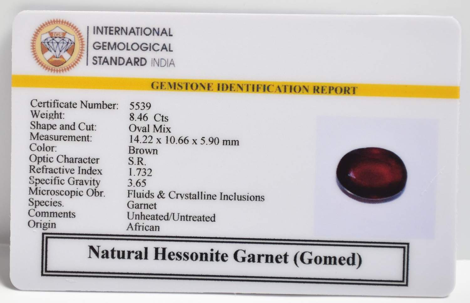 GMD7557 2 1 HESSONITE GOMED 8.46 Ct.