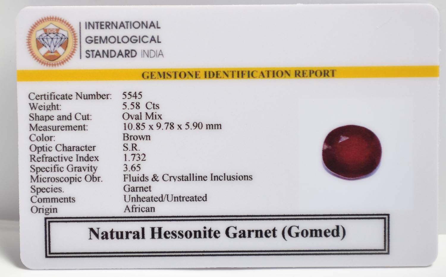 GMD7563 2 1 HESSONITE GOMED 5.58 Ct.