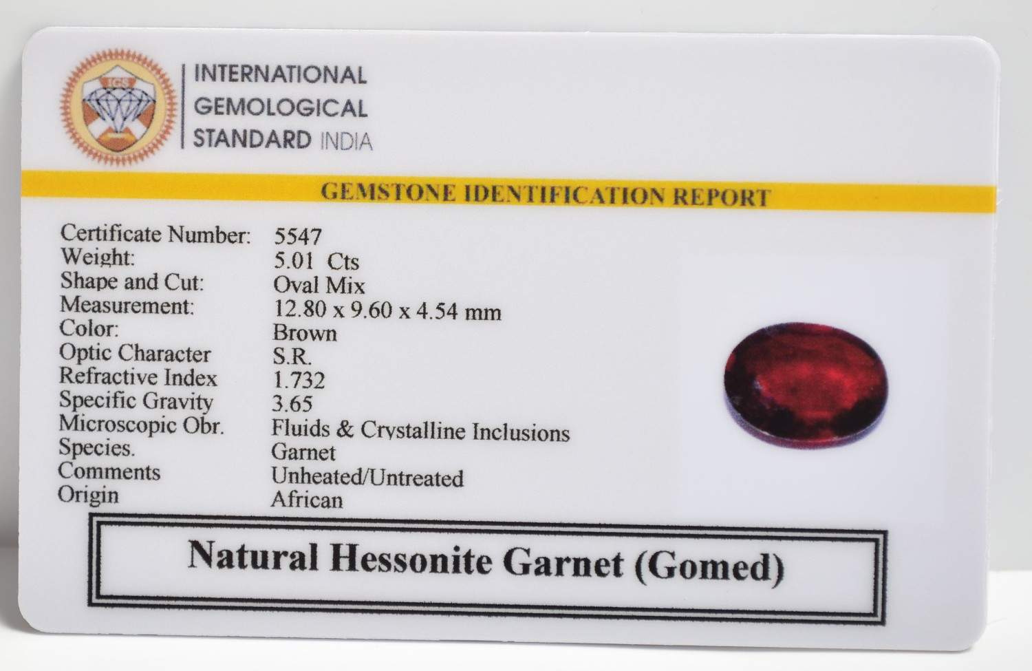 GMD7565 2 1 HESSONITE GOMED 5.01 Ct.