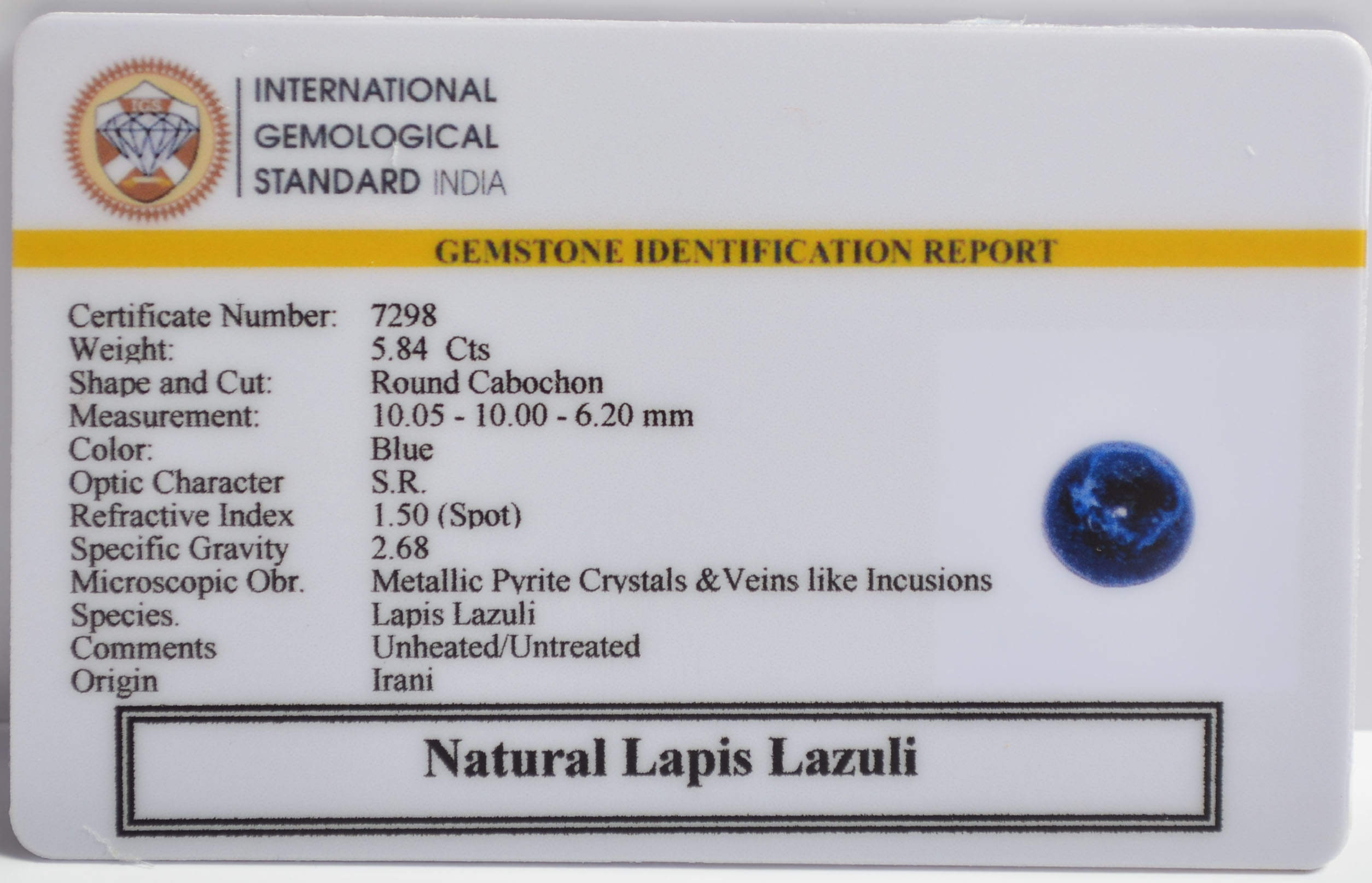 LAPIS LAZULI 5.84 Ct. 3 LLAZ1494 2 LAPIS LAZULI 5.84 Ct.