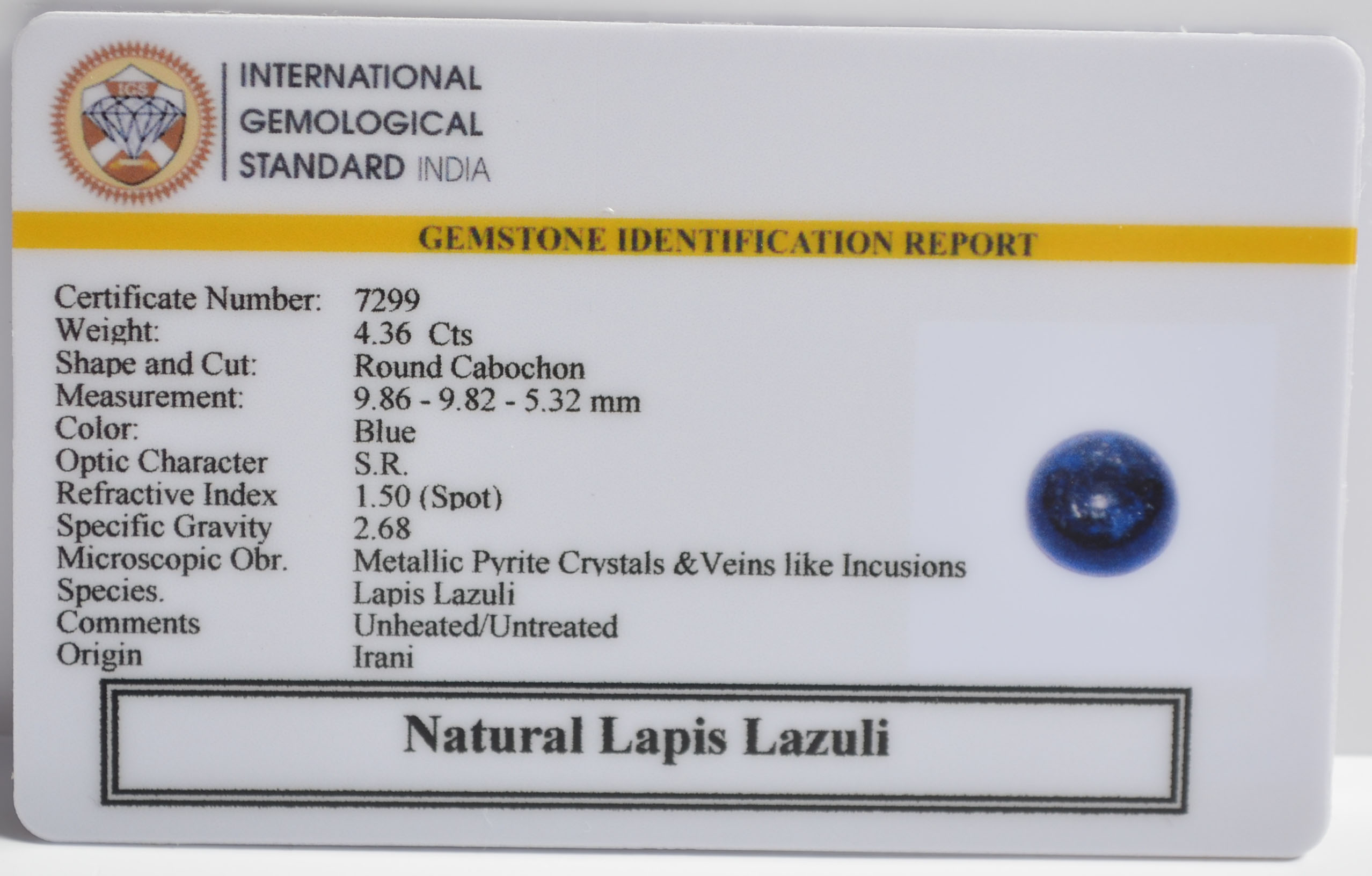LLAZ1495 2 LAPIS LAZULI 4.36 Ct.