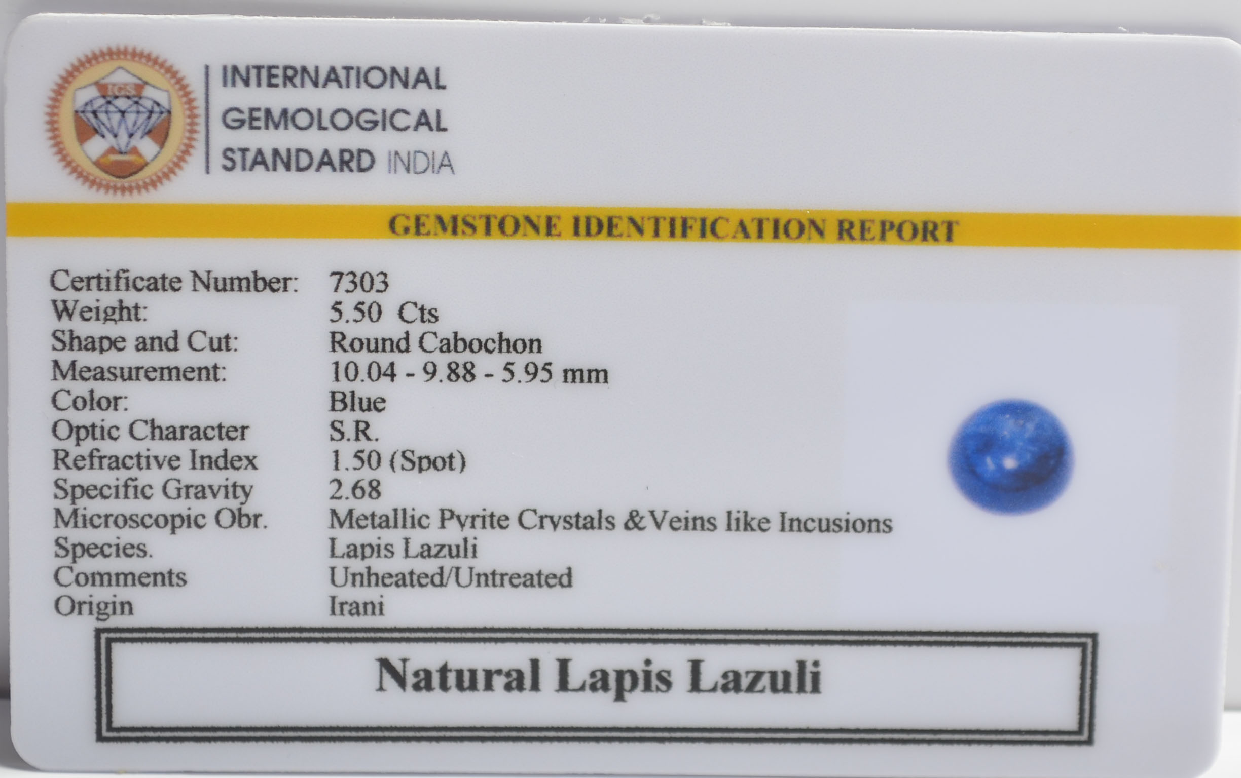 LAPIS LAZULI 5.5 Ct. 3 LLAZ1499 2 LAPIS LAZULI 5.5 Ct.