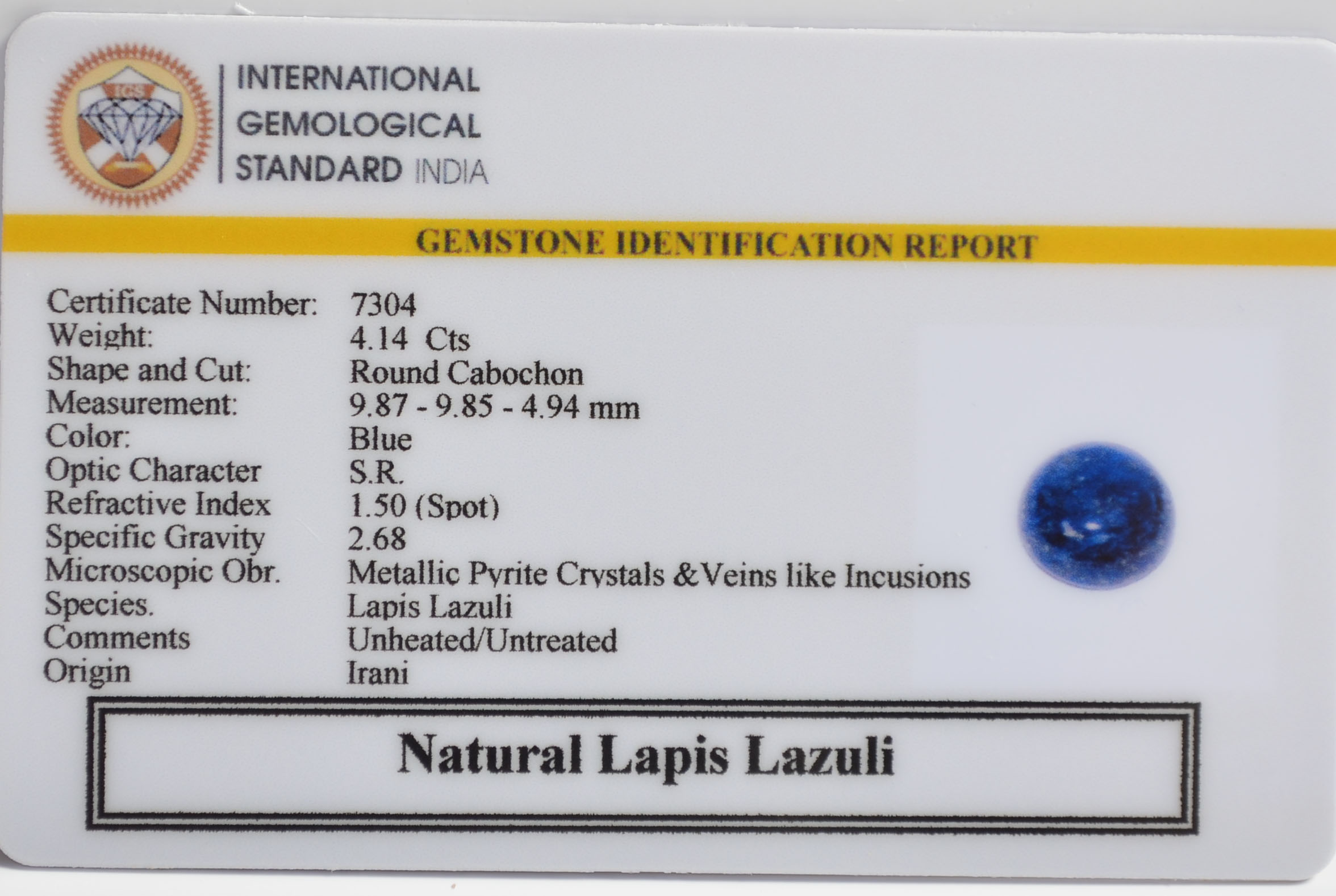 LLAZ1500 2 LAPIS LAZULI 4.14 Ct.