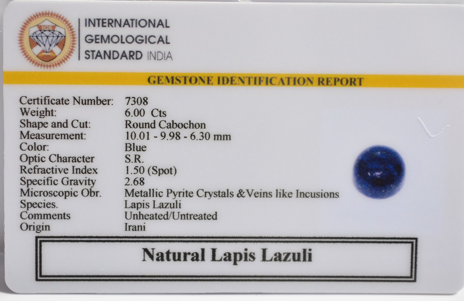 LAPIS LAZULI 6 Ct. 3 LLAZ1504 2 1 LAPIS LAZULI 6 Ct.