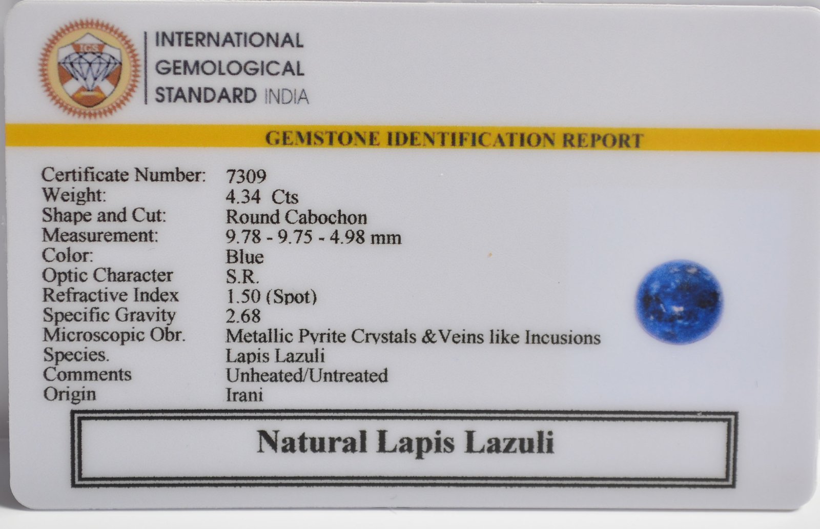 LLAZ1505 2 1 LAPIS LAZULI 4.34 Ct.