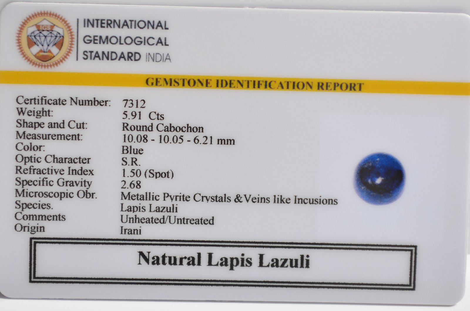 LAPIS LAZULI 4.7 Ct. 3 LLAZ1509 2 1 LAPIS LAZULI 4.7 Ct.