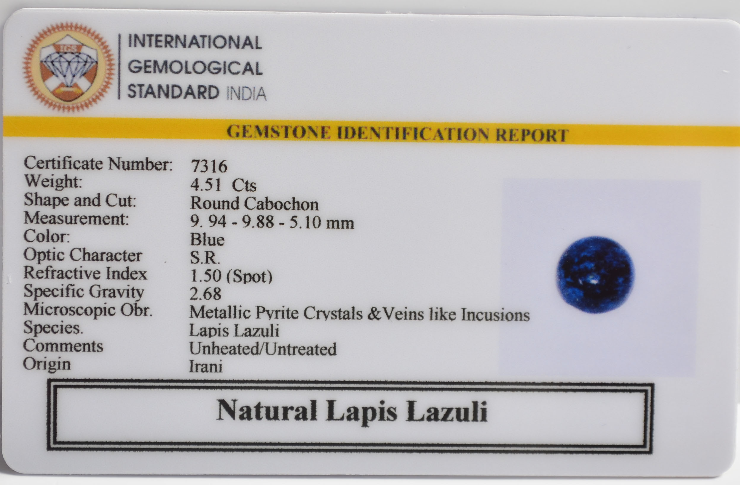 LLAZ1512 2 LAPIS LAZULI 4.51 Ct.