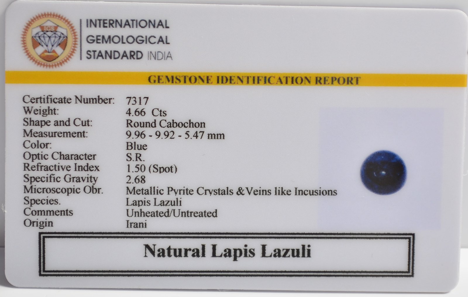 LLAZ1513 2 1 LAPIS LAZULI 4.66 Ct.