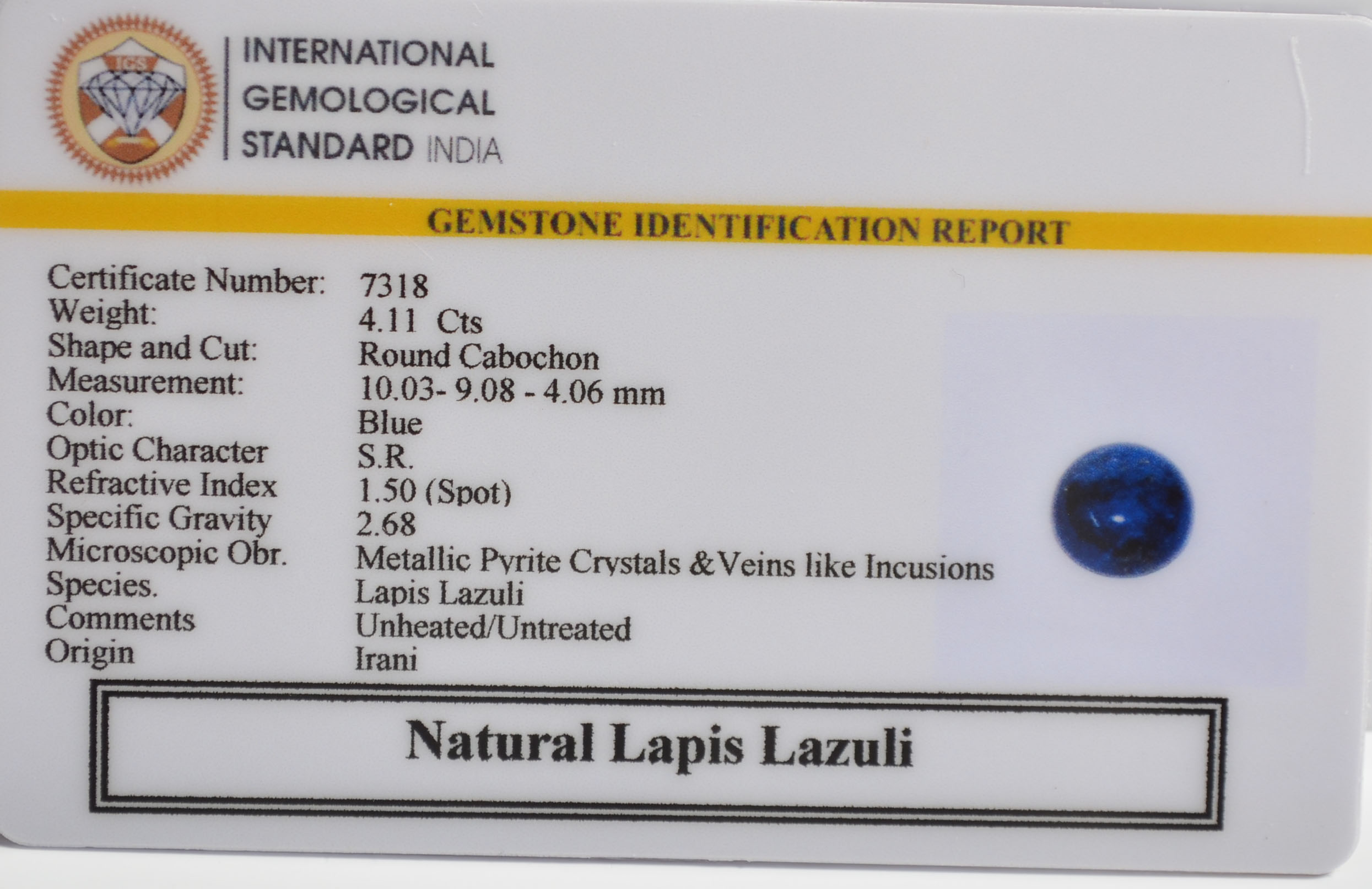 LLAZ1514 2 LAPIS LAZULI 4.11 Ct.