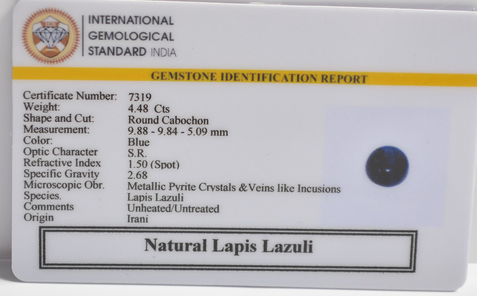 LLAZ1515 2 1 LAPIS LAZULI 4.48 Ct.