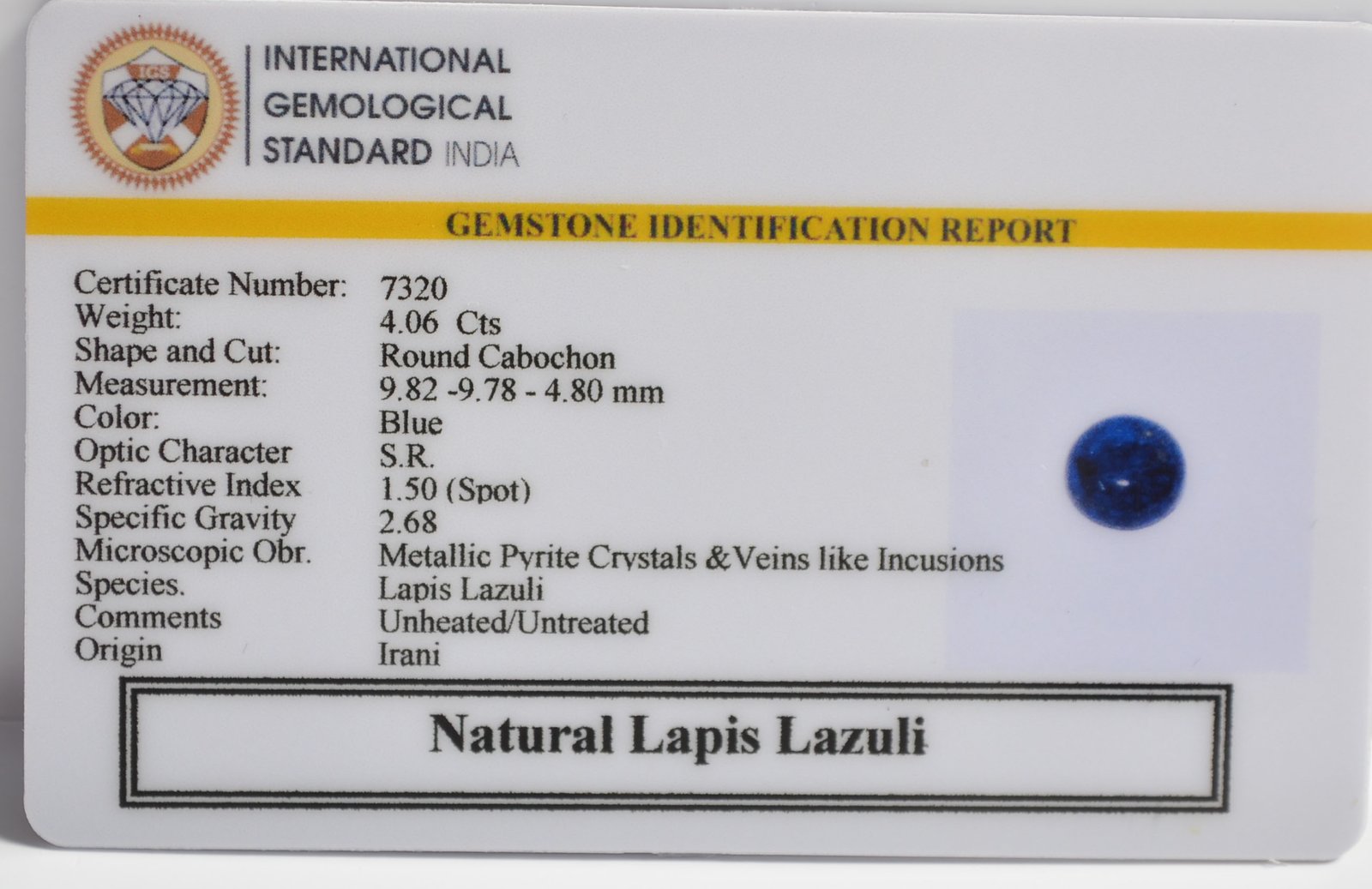 LLAZ1516 2 1 LAPIS LAZULI 4.06 Ct.