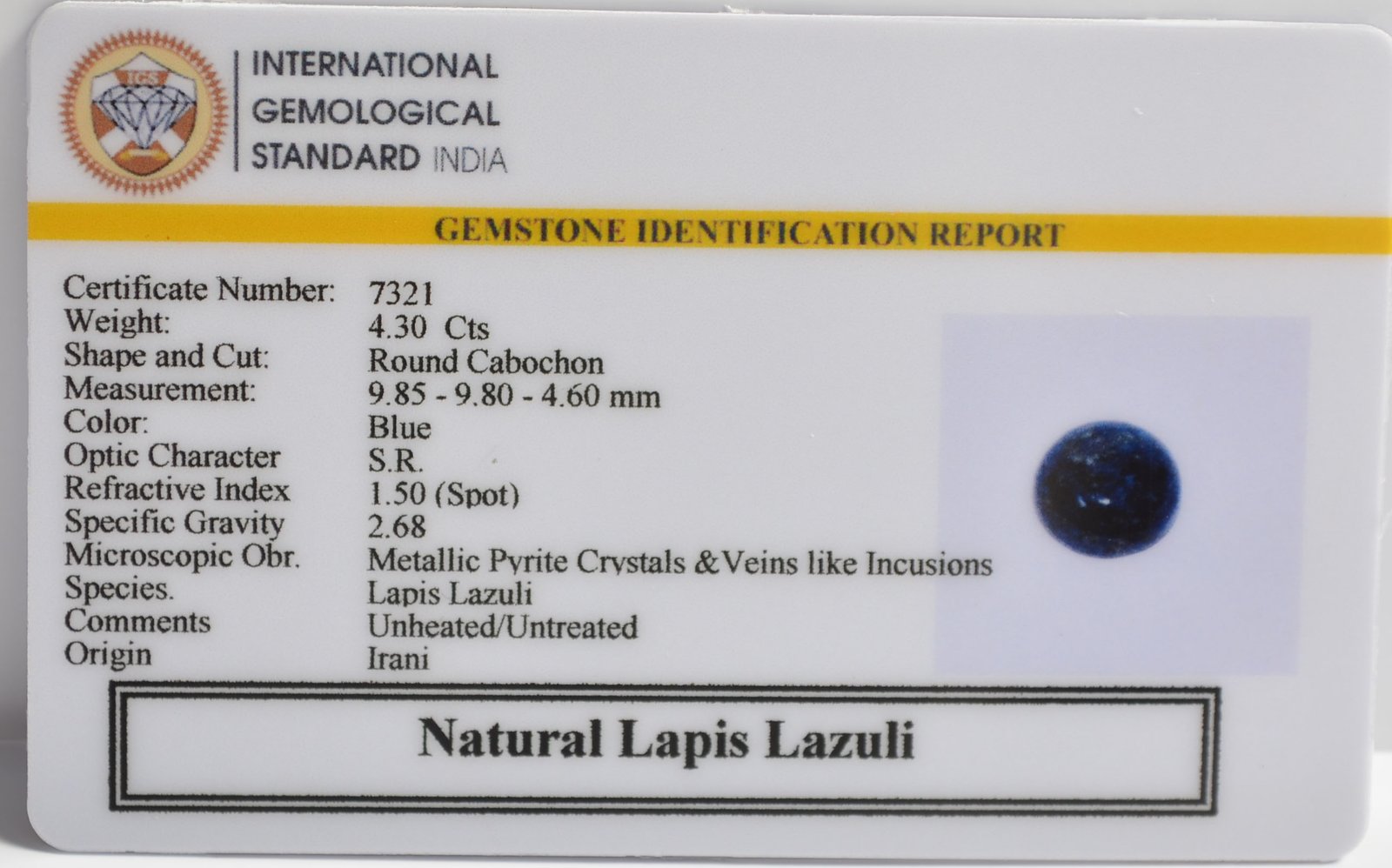 LAPIS LAZULI 4.3 Ct. 3 LLAZ1517 2 1 LAPIS LAZULI 4.3 Ct.
