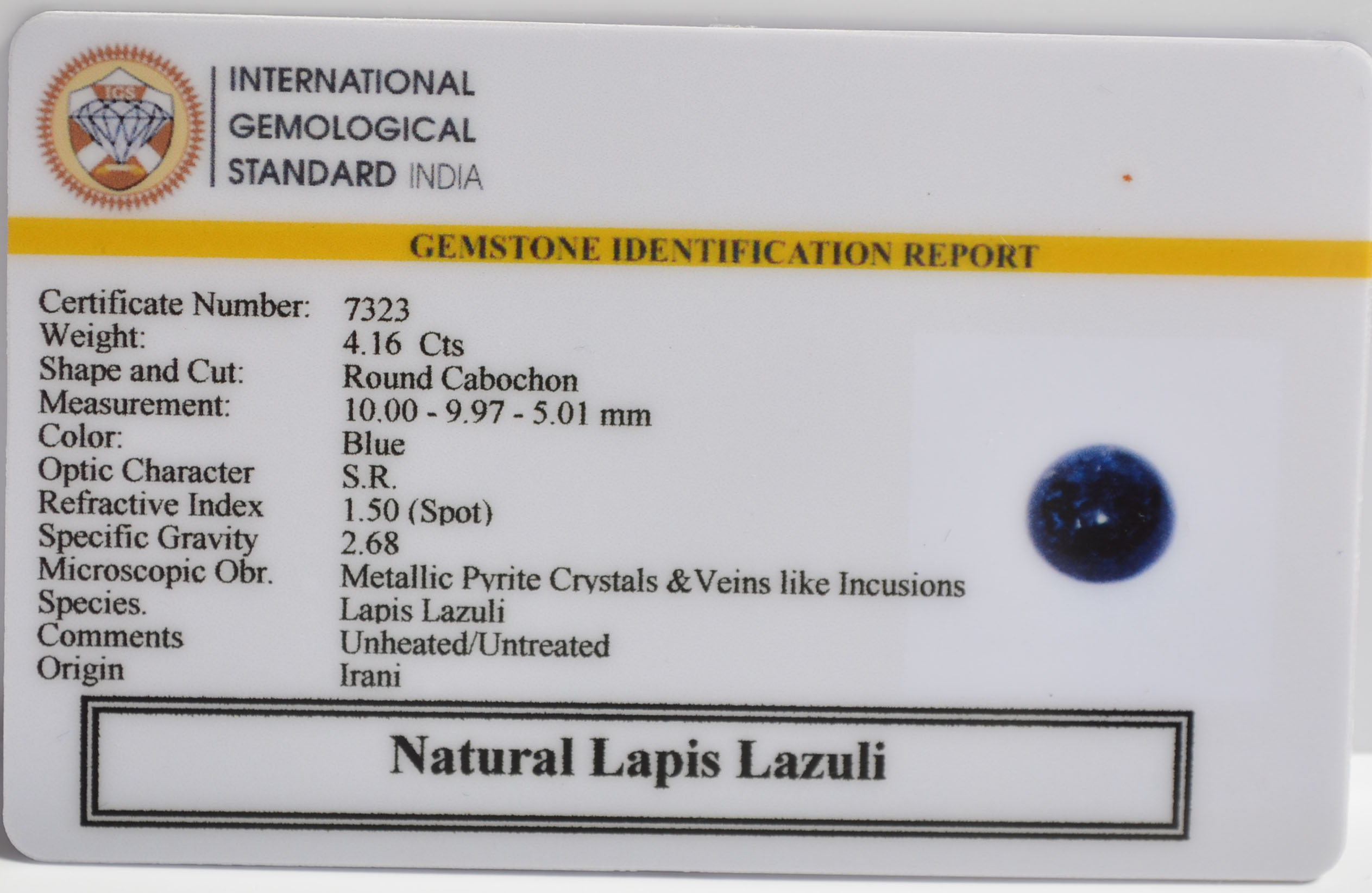 LLAZ1519 2 LAPIS LAZULI 4.16 Ct.