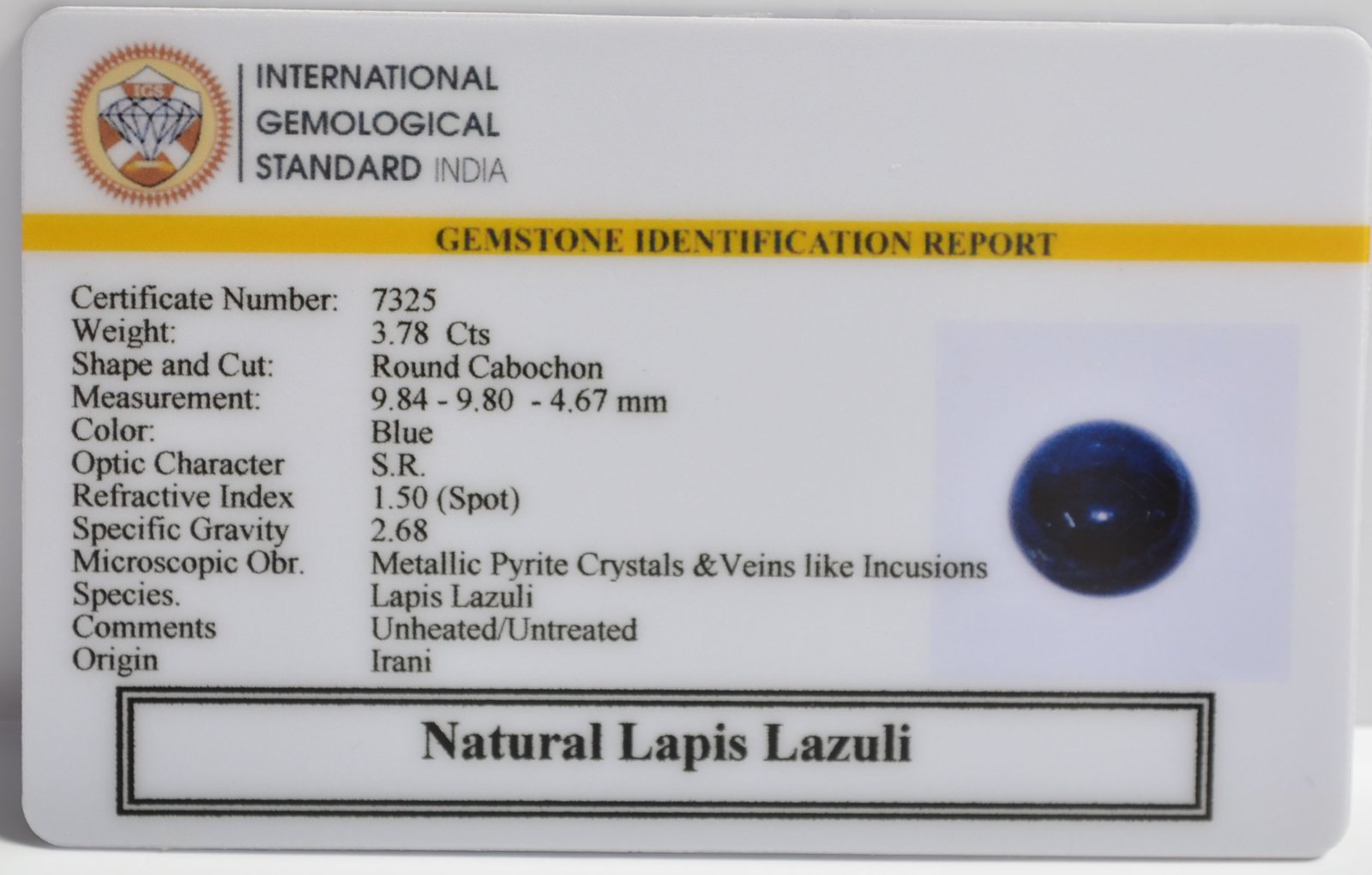 LLAZ1521 2 1 LAPIS LAZULI 3.78 Ct.