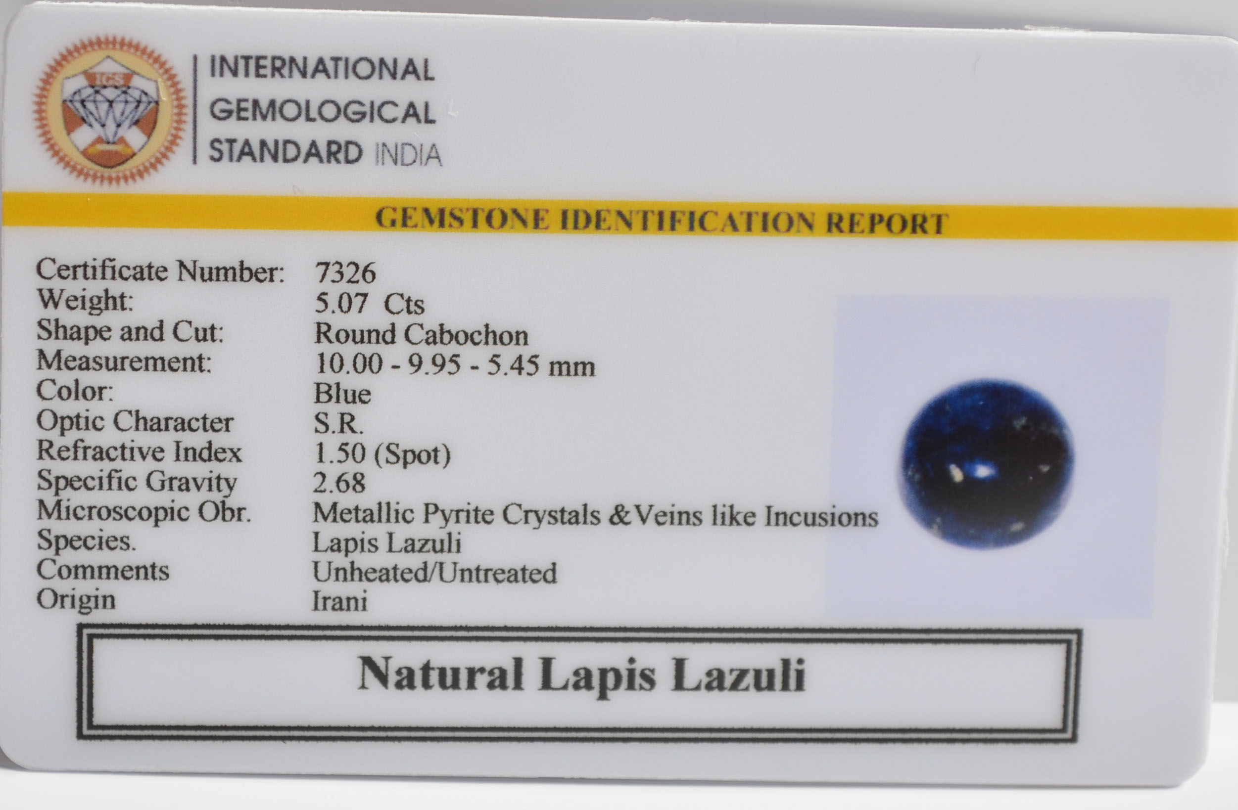 LLAZ1522 2 LAPIS LAZULI 5.07 Ct.