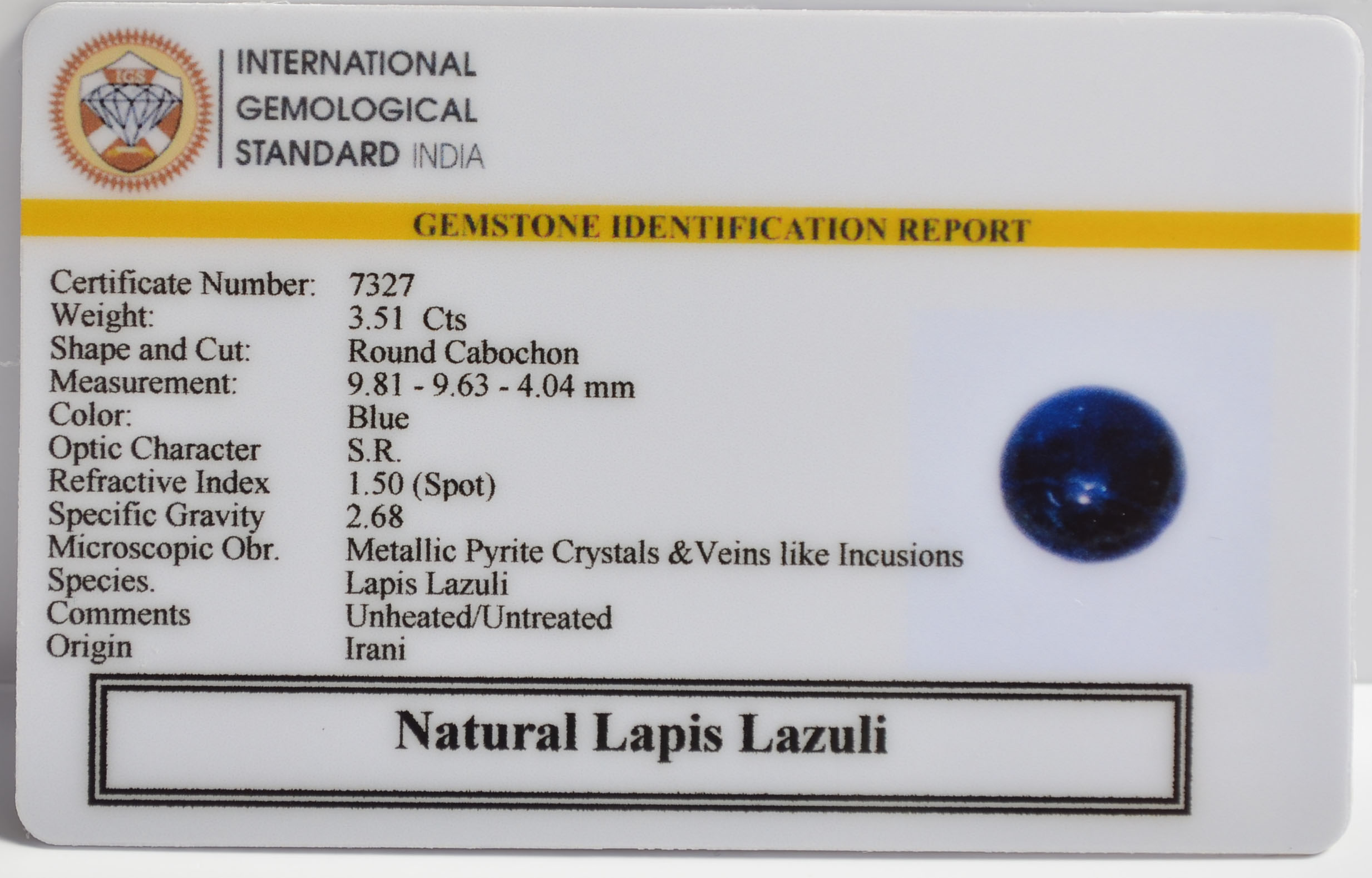 LLAZ1523 2 LAPIS LAZULI 3.51 Ct.