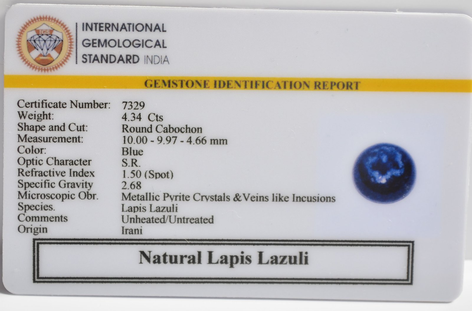LLAZ1525 2 1 LAPIS LAZULI 4.34 Ct.