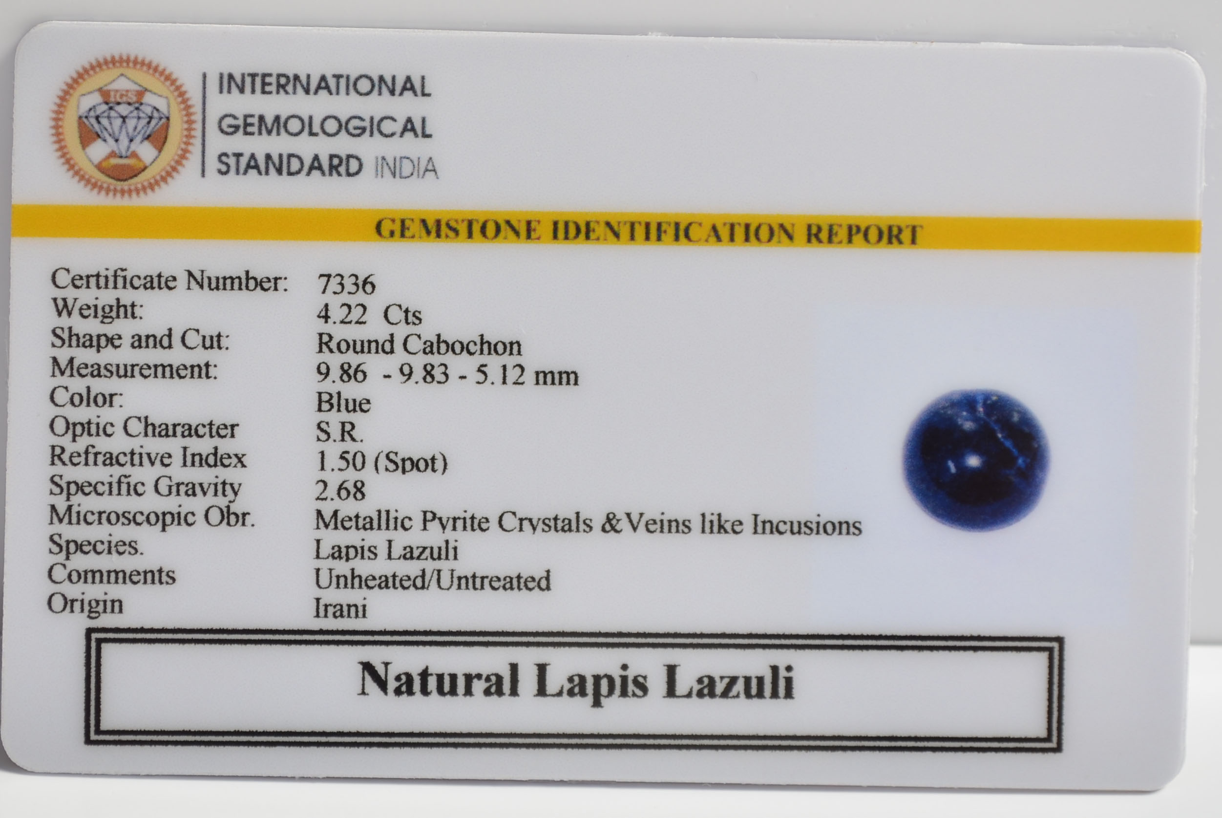 LAPIS LAZULI 4.22 Ct. 3 LLAZ1532 2 LAPIS LAZULI 4.22 Ct.