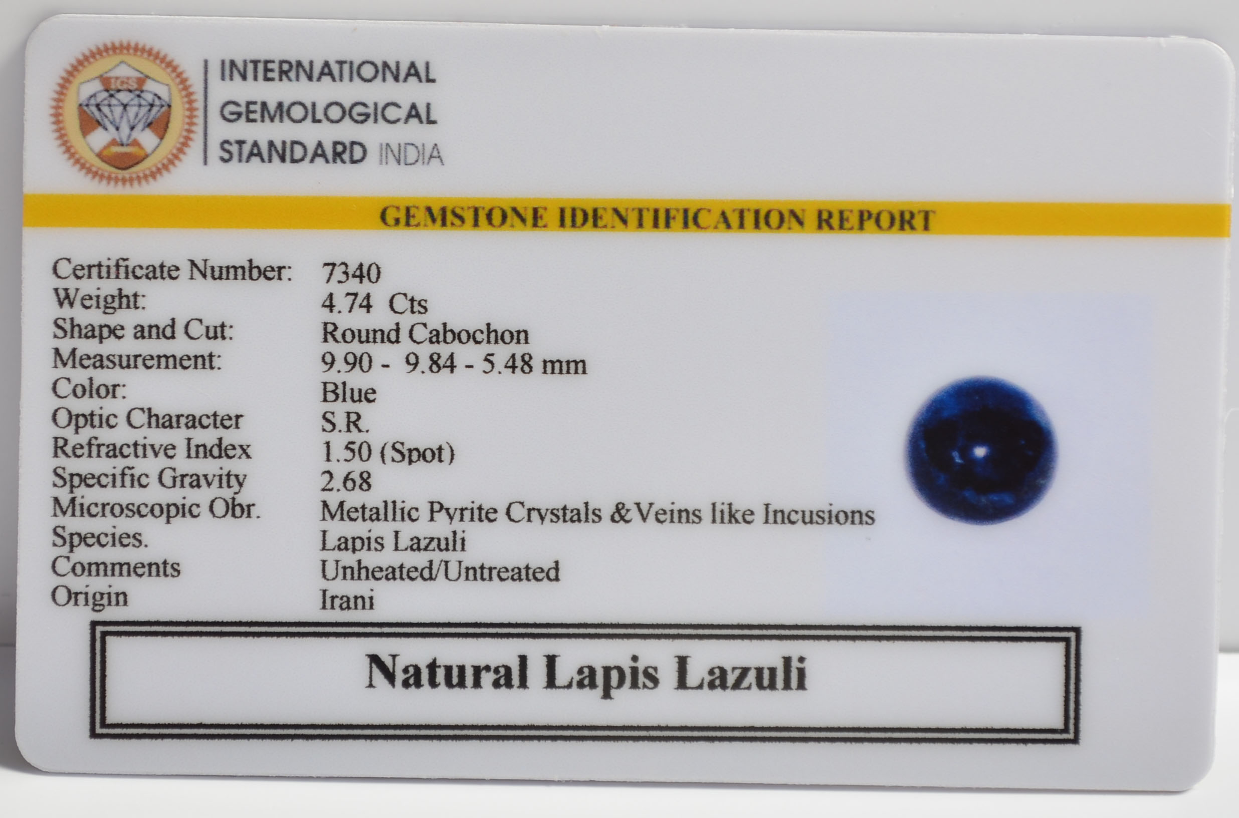 LAPIS LAZULI 4.74 Ct. 3 LLAZ1536 2 LAPIS LAZULI 4.74 Ct.