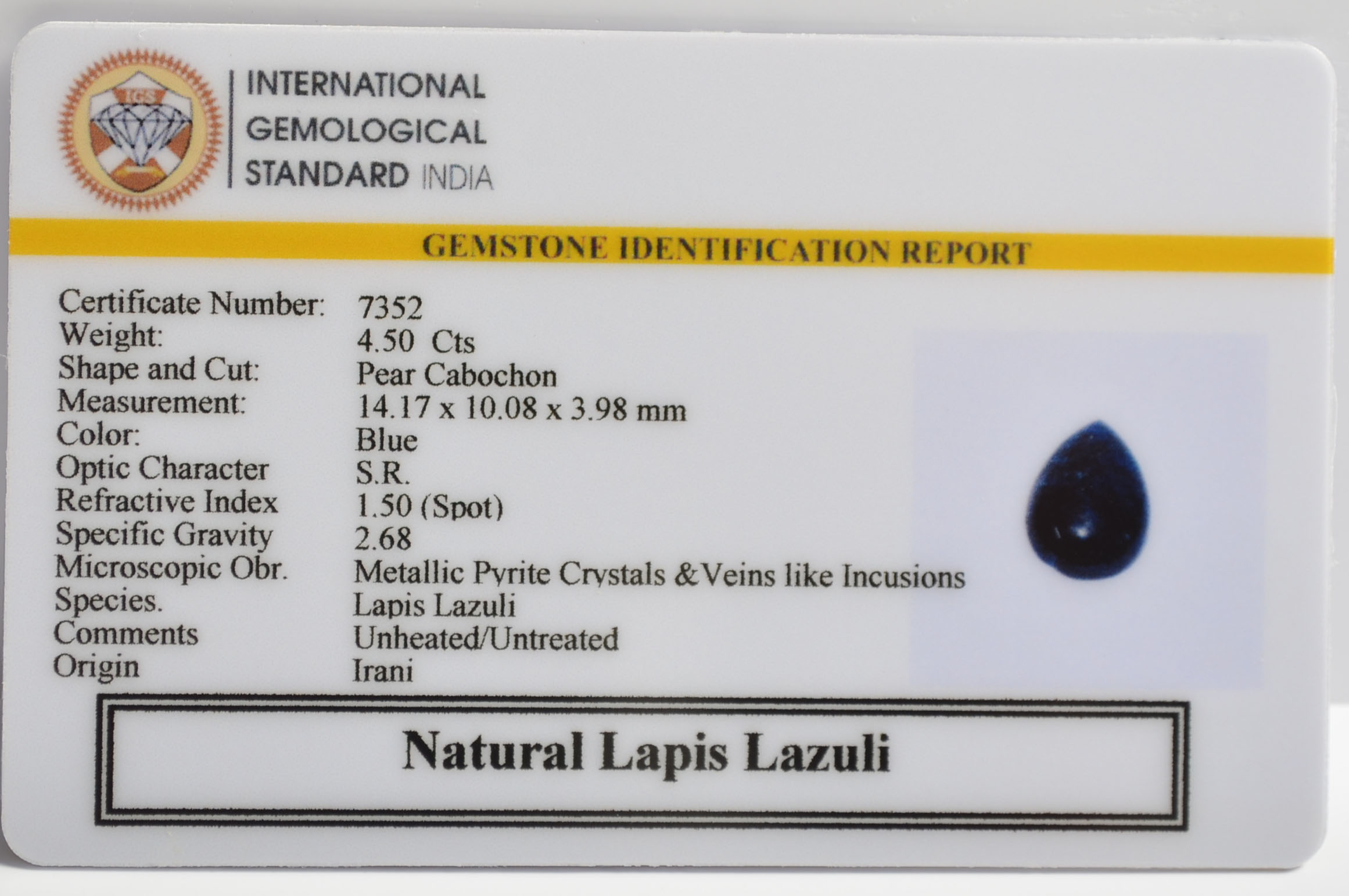LAPIS LAZULI 4.5 Ct. 3 LLAZ1548 2 LAPIS LAZULI 4.5 Ct.