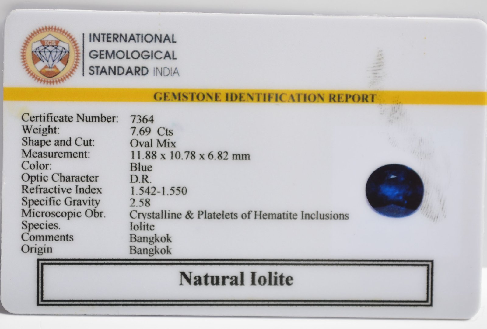 NIL2680 2 1 IOLITE NILLI 7.69 Ct.