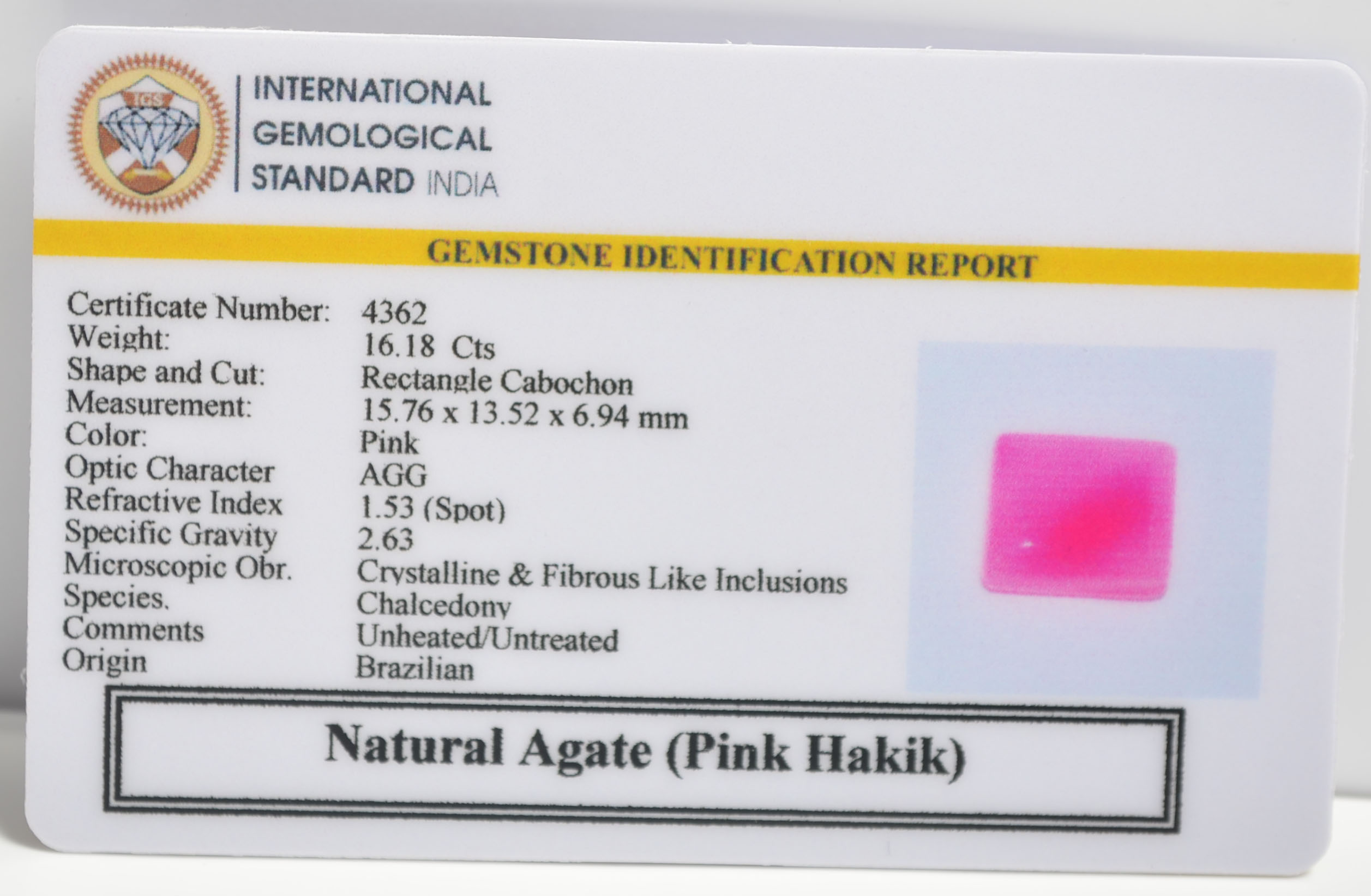 PINK HAKIK 16.18 Ct. 3 PHK5 2 1 PINK HAKIK 16.18 Ct.