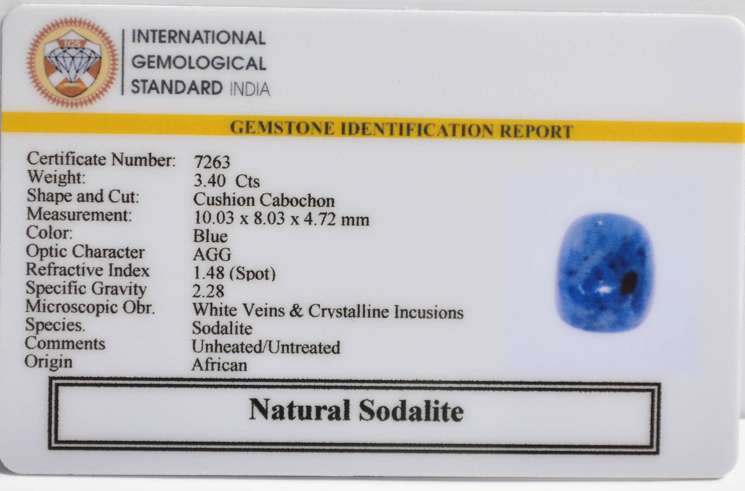 SODALITE 3.4 Ct. 3 SOD11 2 SODALITE 3.4 Ct.