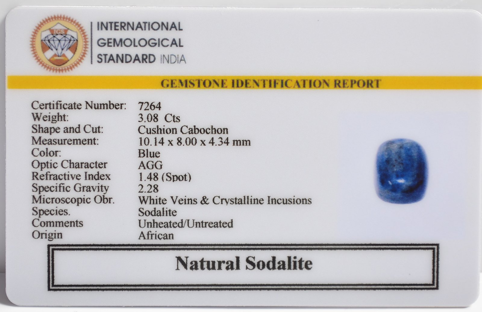 SOD12 2 1 SODALITE 3.08 Ct.