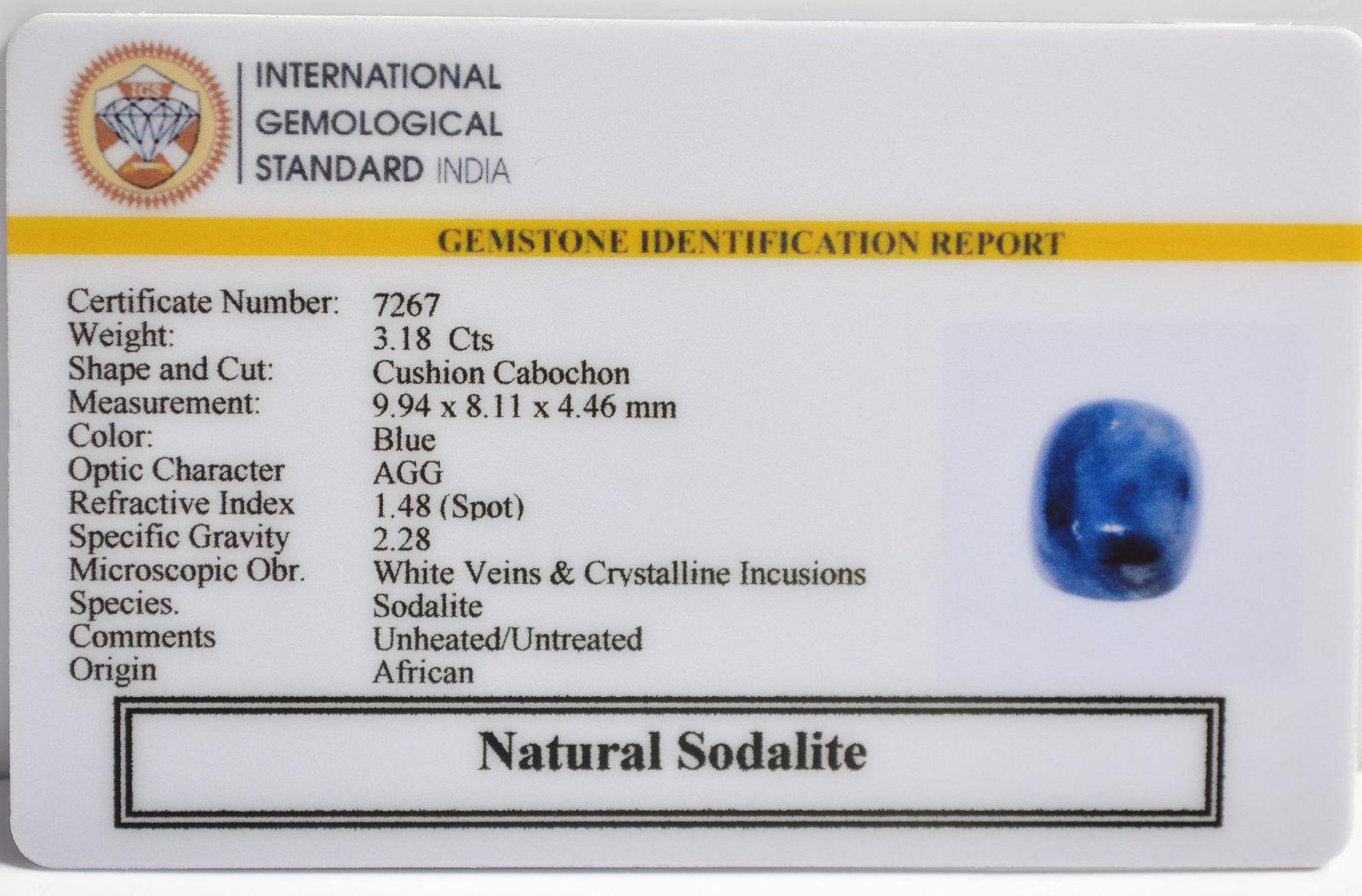 SODALITE 3.18 Ct. 3 SOD15 2 1 SODALITE 3.18 Ct.