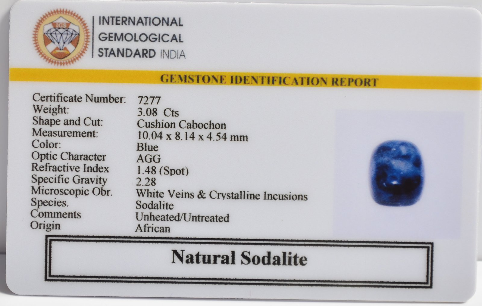 SOD25 2 SODALITE 3.08 Ct.