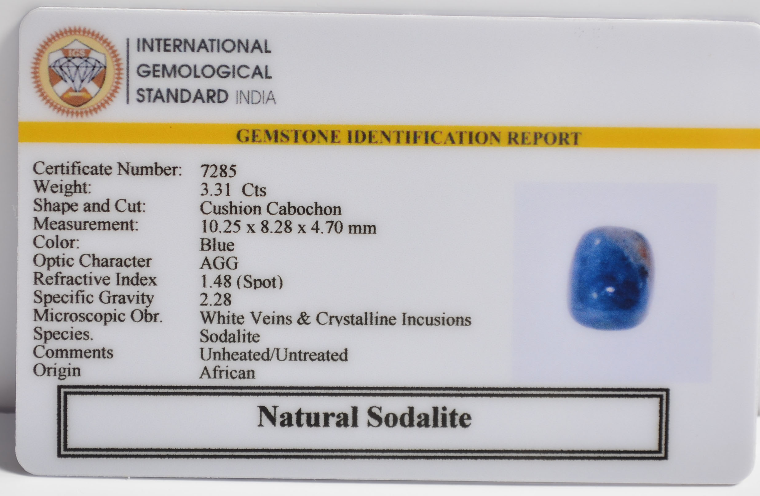 SODALITE 3.31 Ct. 3 SOD33 2 SODALITE 3.31 Ct.