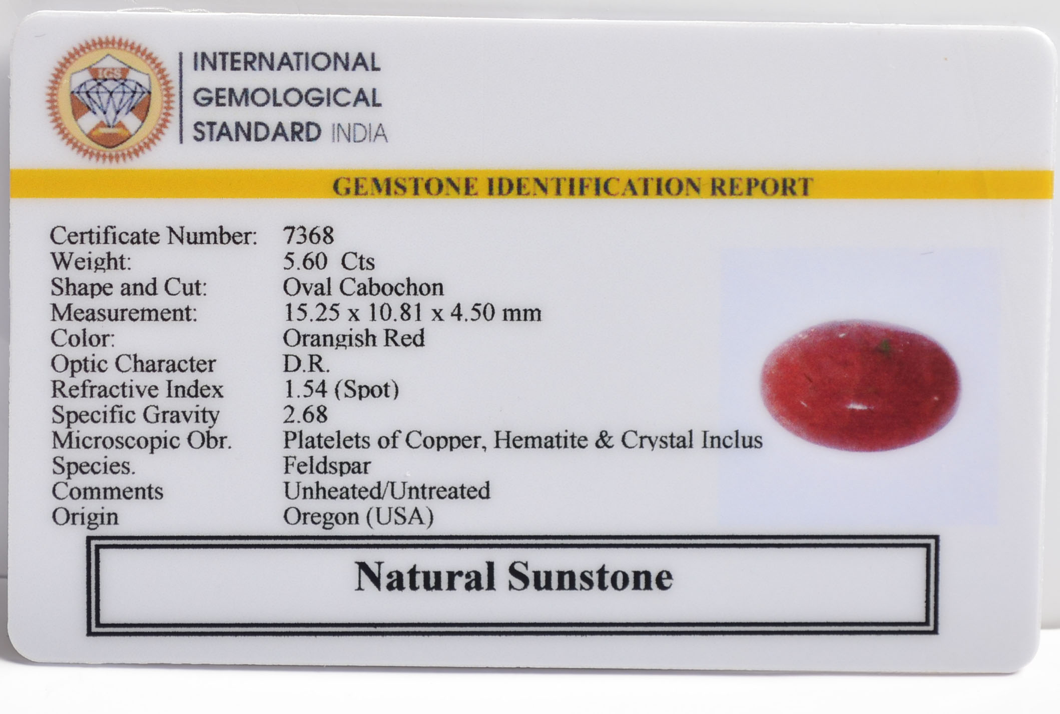 SUN246 2 SUNSTONE 5.6 Ct.