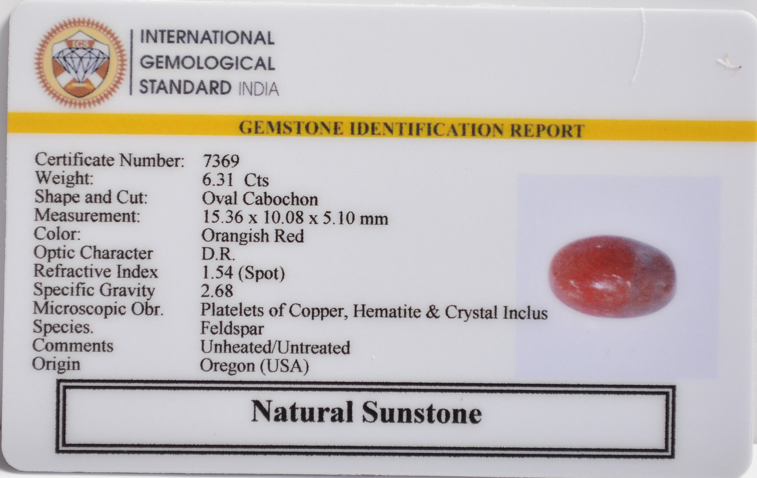 SUN247 2 SUNSTONE 6.31 Ct.