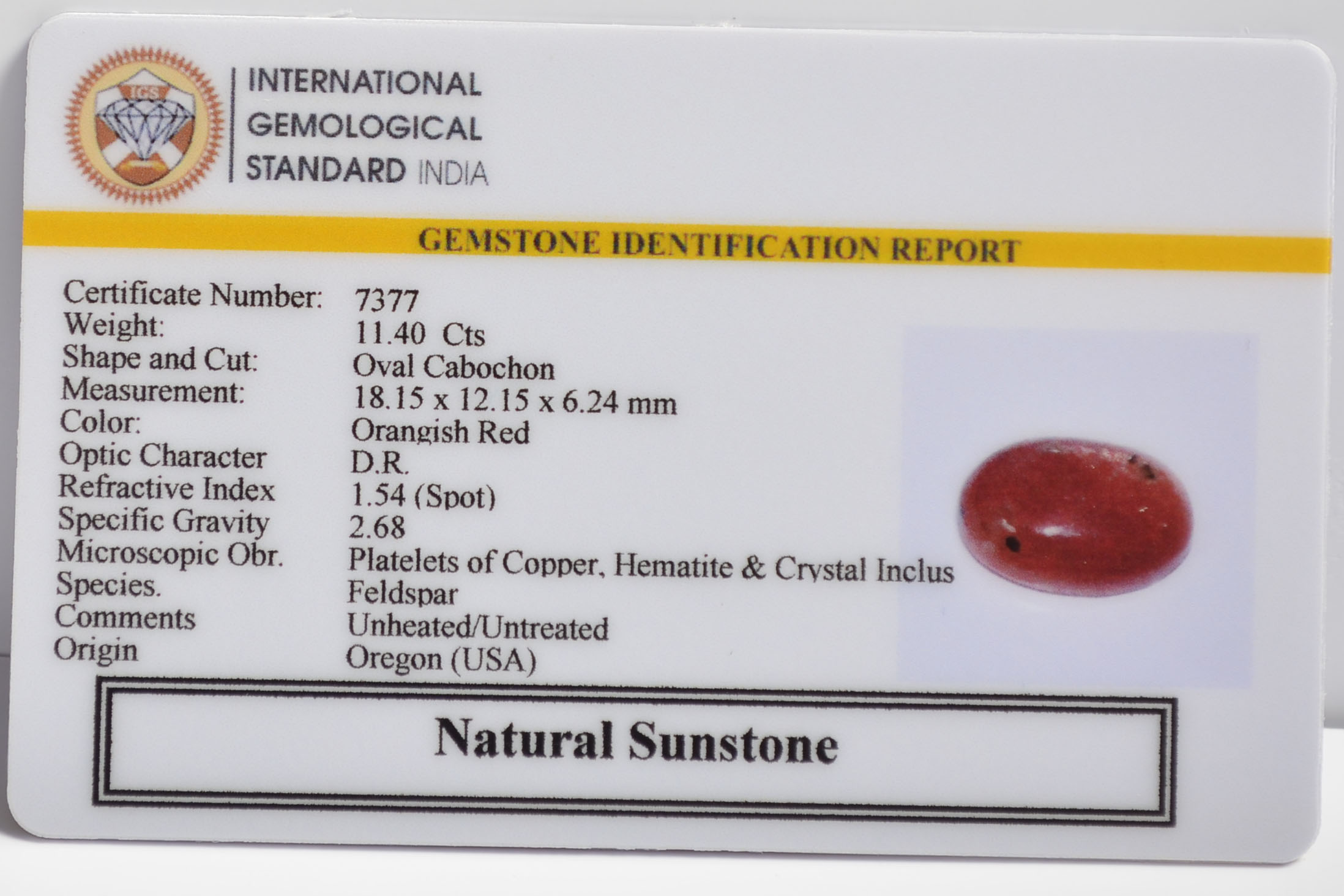 SUN255 2 SUNSTONE 11.4 Ct.