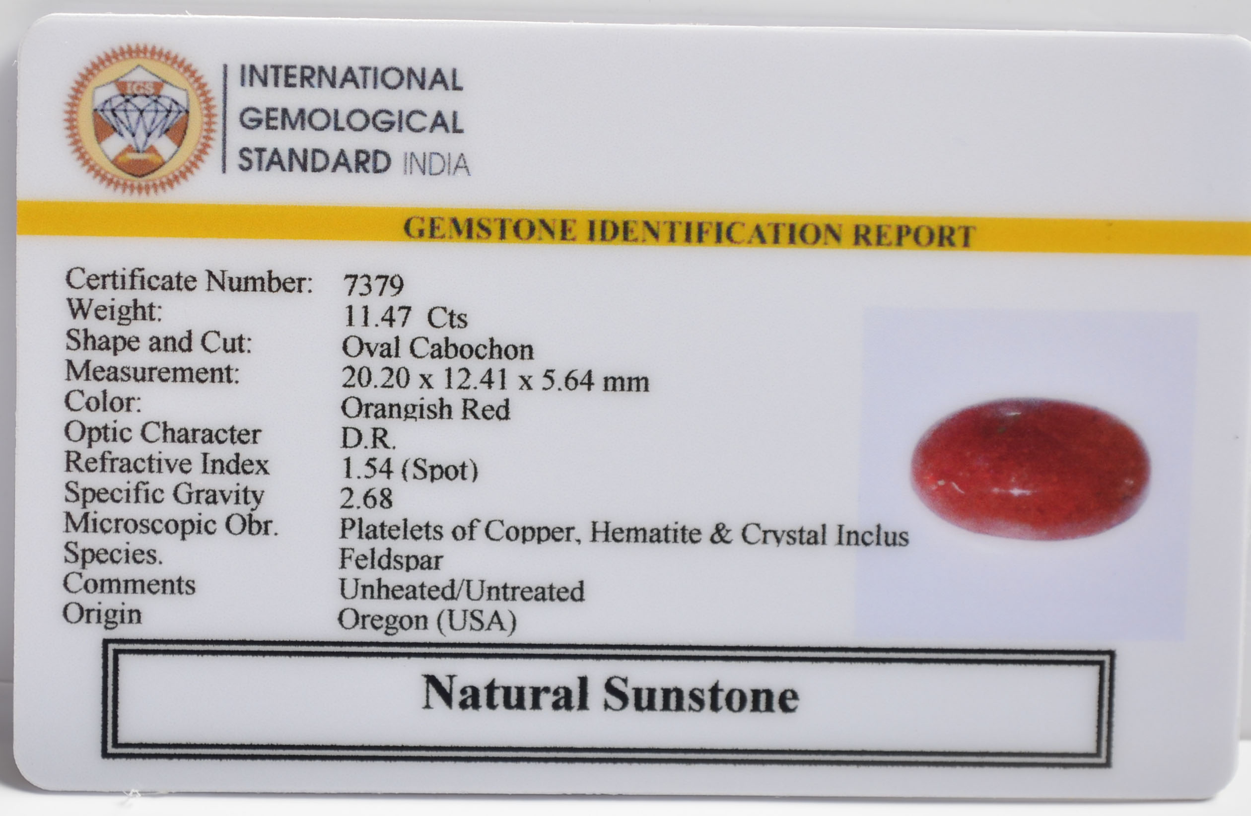 SUN257 2 SUNSTONE 11.47 Ct.